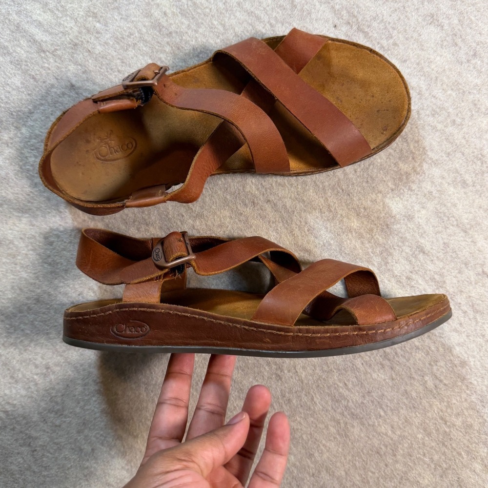Chaco Wayfarer Leather Sandals Womens 8 Rust Brown Strappy Buckle J106528